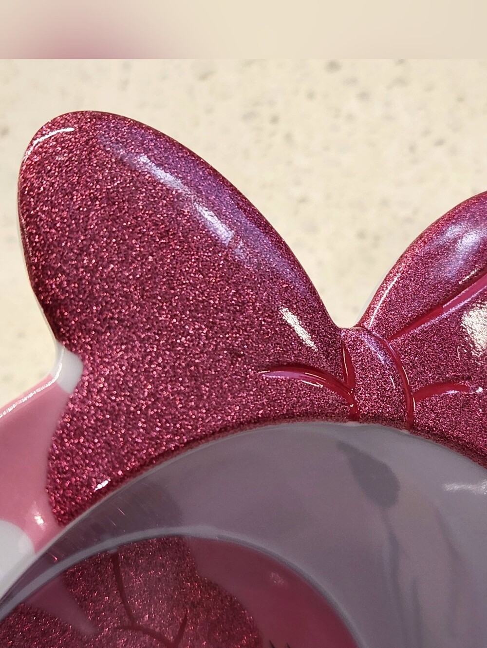 The Disney Store Minnie Mouse 3D Glitter Pink Bow Toddlers Character Bowl - Picture 3 of 5